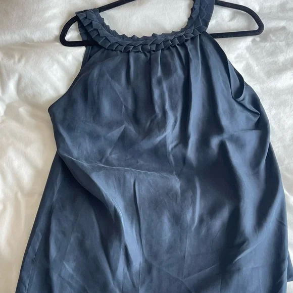 Michael Kors women’s navy silk sleeveless top with scoop braided neckline - Picture 7 of 9